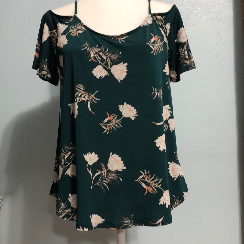 Green floral “off the shoulders “ top.